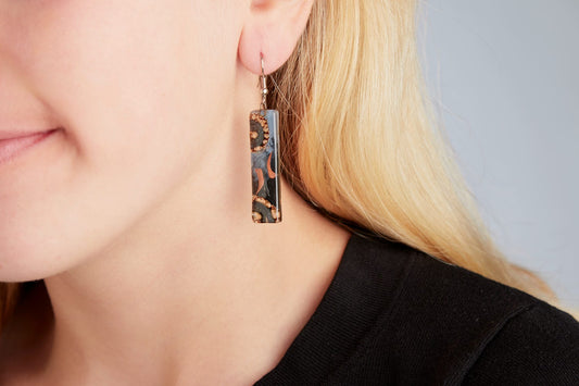 Fused Glass "Fascination" Rectangle Earrings