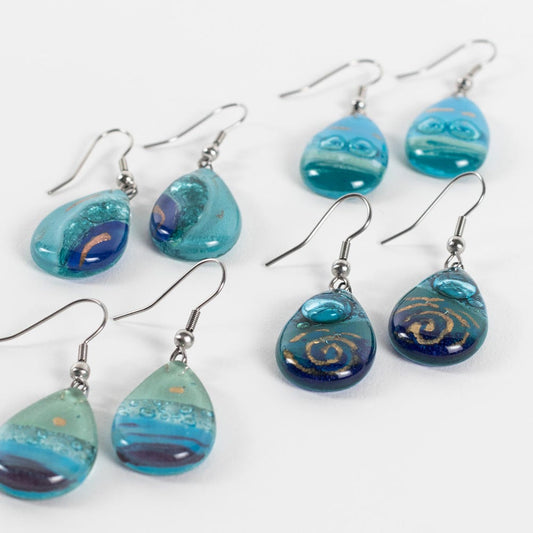 Fused Glass Teardrop Earrings