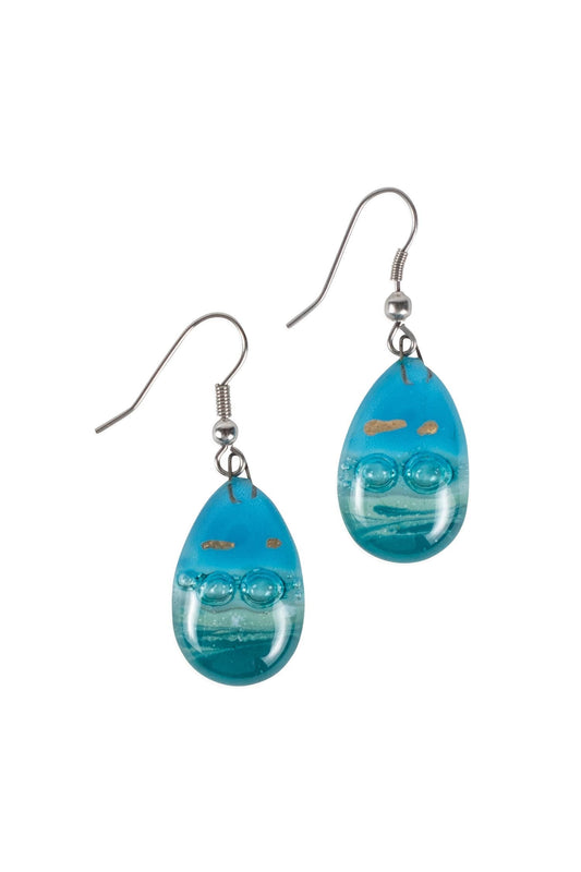 Fused Glass Teardrop Earrings