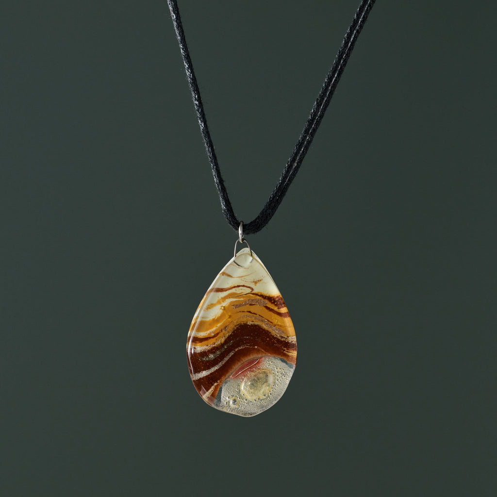 Aylen Fused Glass Teardrop Pendant Necklace - Ten Thousand Villages
