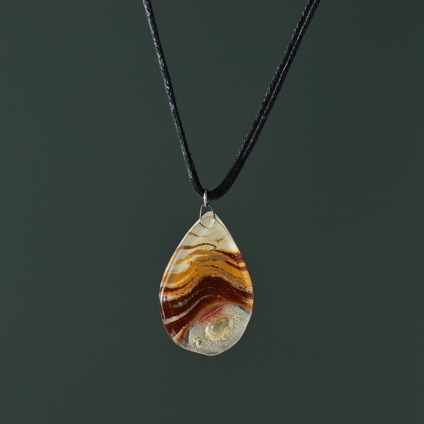 Aylen Fused Glass Teardrop Pendant Necklace - Ten Thousand Villages