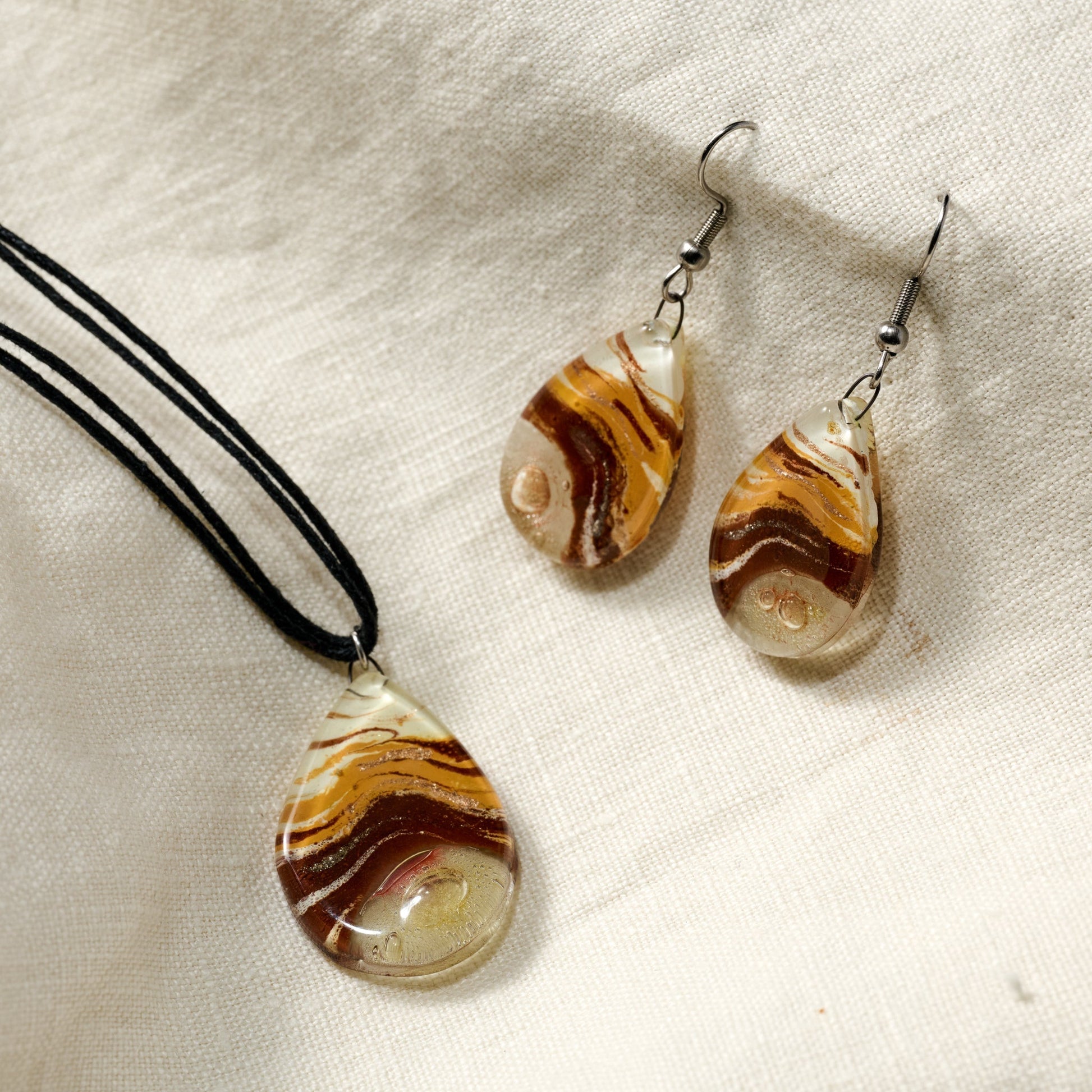Aylen Fused Glass Teardrop Pendant Necklace - Ten Thousand Villages