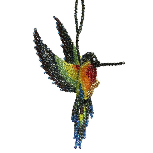 Ornament hummingbird bead multi asst