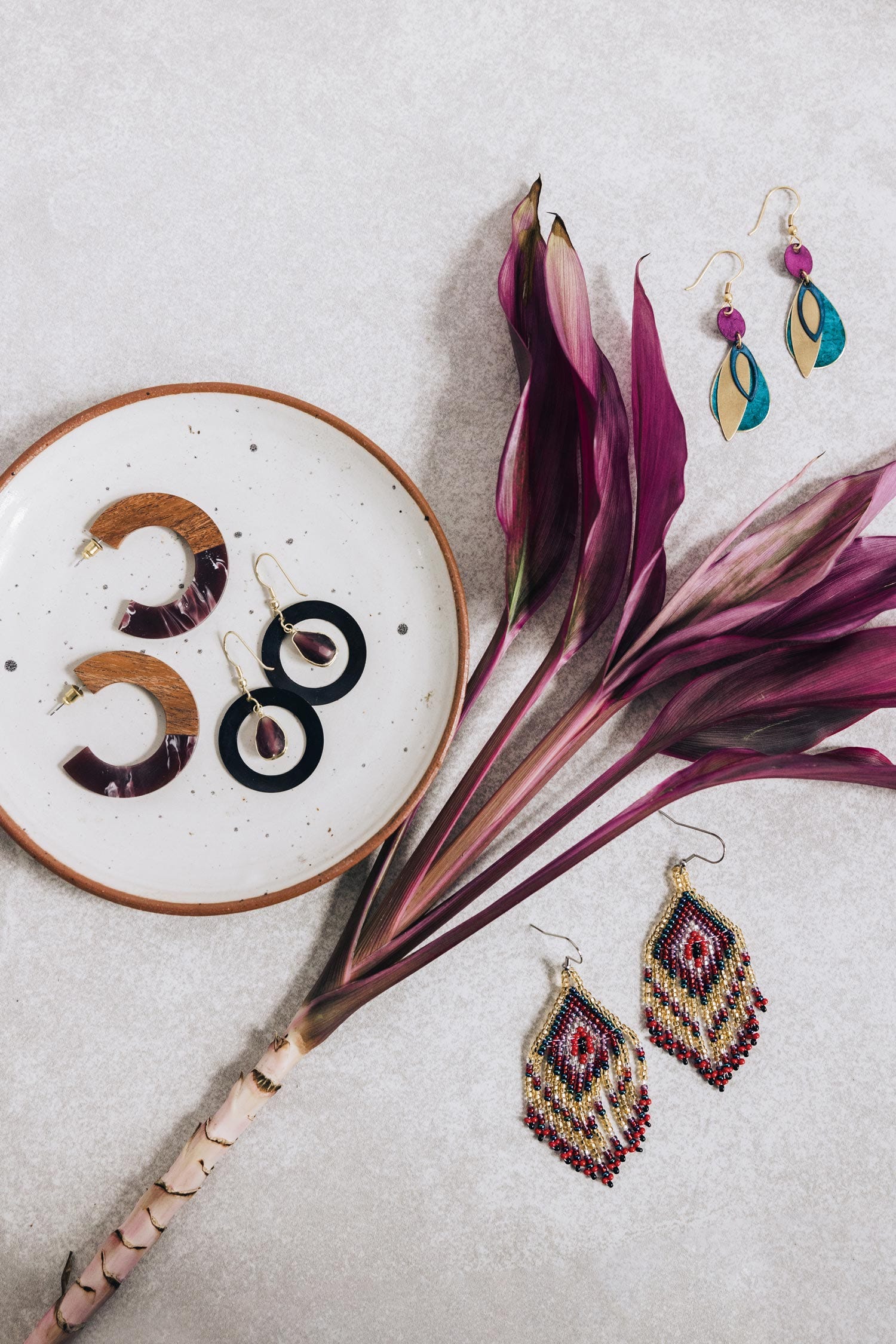 Beaded Kite Fringe Earrings