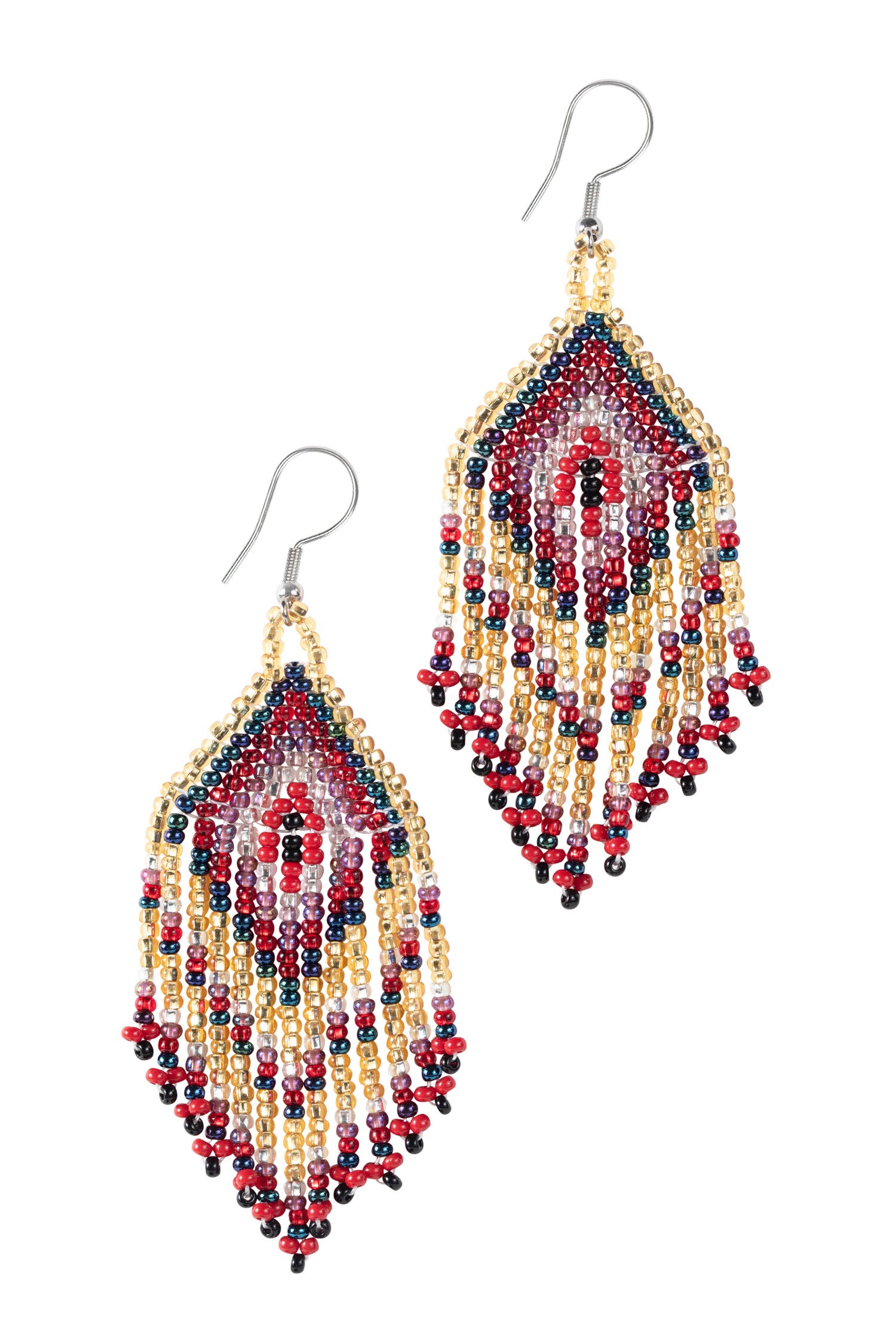 Beaded Kite Fringe Earrings