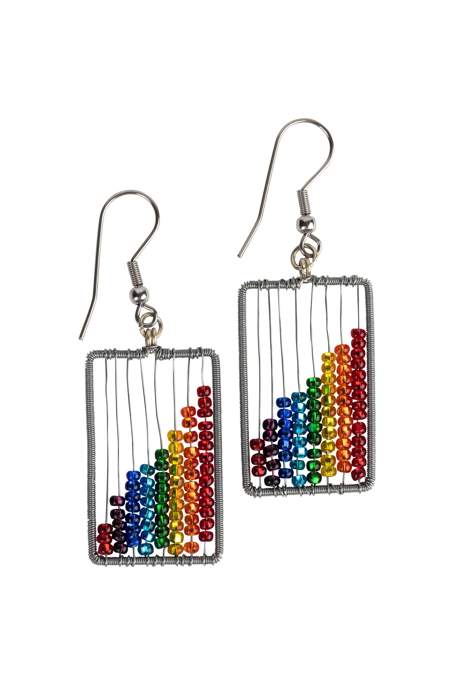 Beaded Rainbow Abacus Earrings