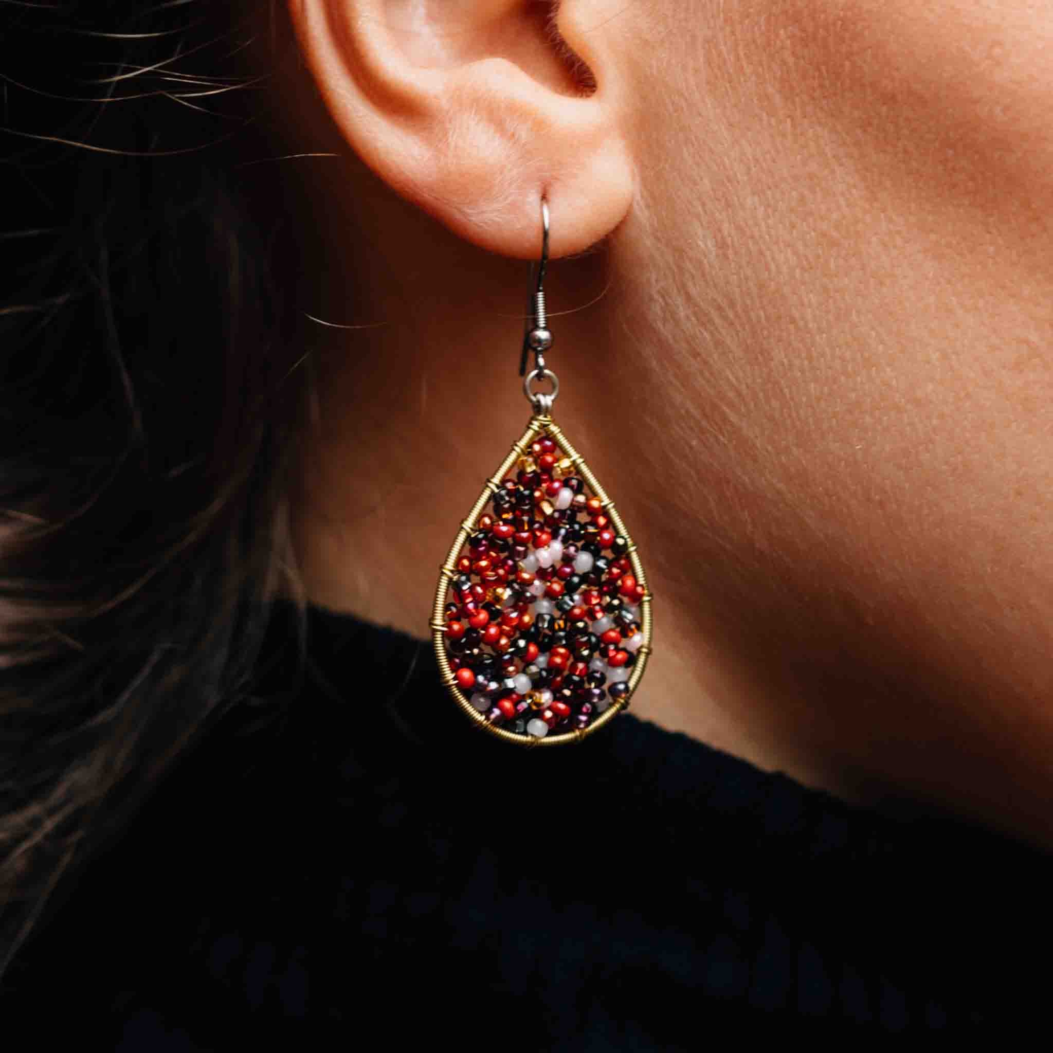 Ember Beaded Teardrop Earrings - Default Title (8821130)
