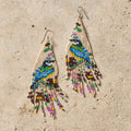 Beaded Fringe Peacock Earrings