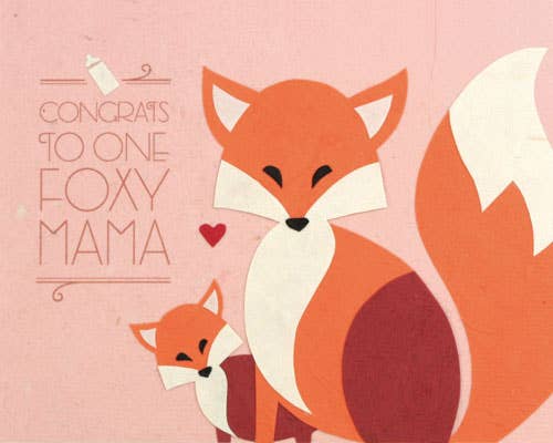 Recycled Paper Cards, "Congrats Foxy Mama"