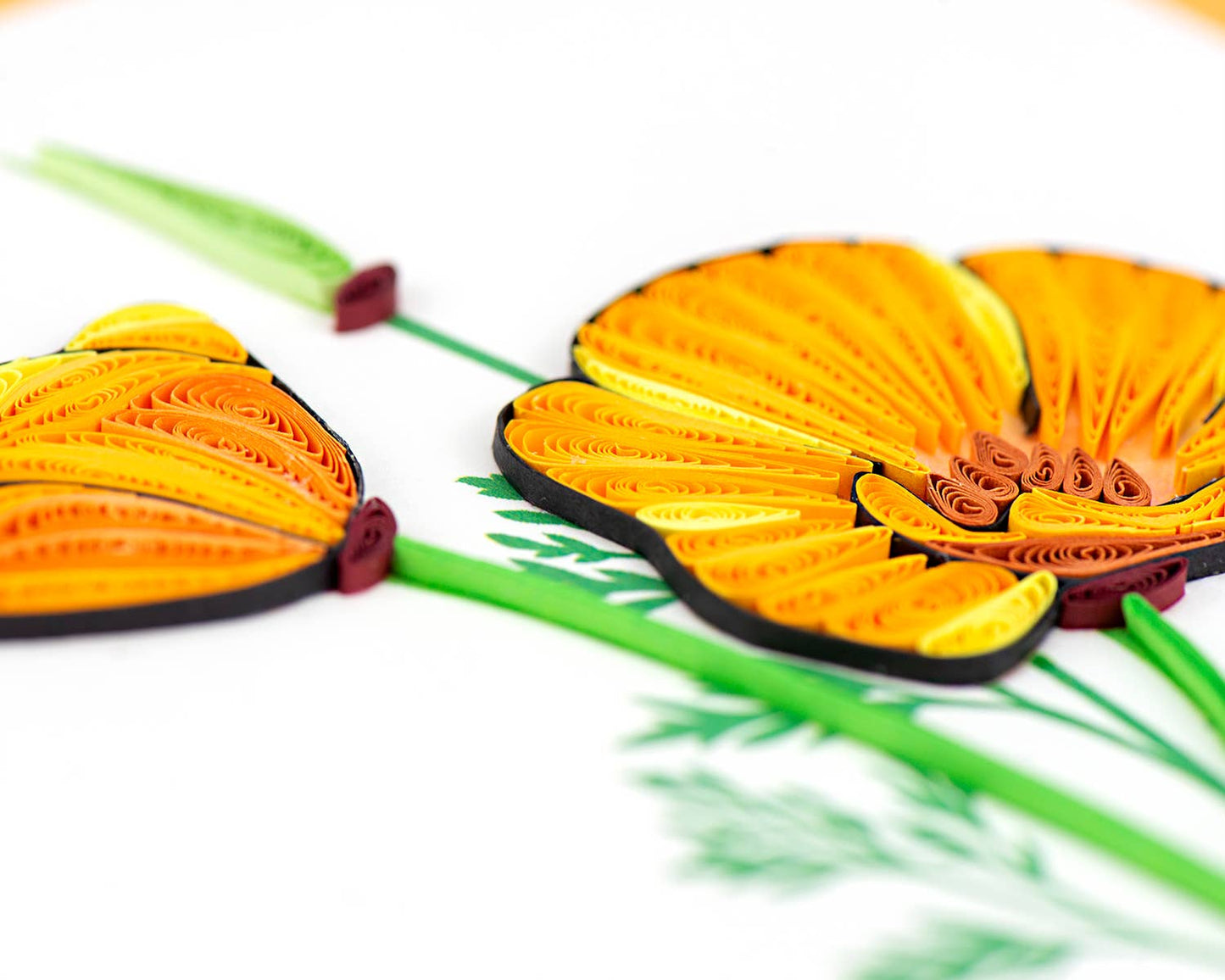 Quilled Greeting Card, "Yellow Poppies"