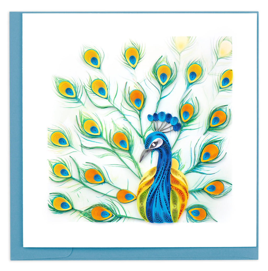 Quilled Greeting Card, "Peacock Feather Display"