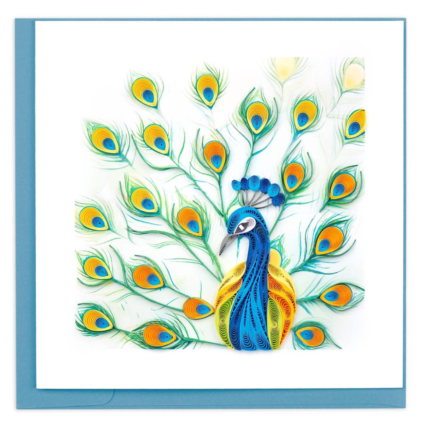 Quilled Greeting Card, "Peacock Feather Display"