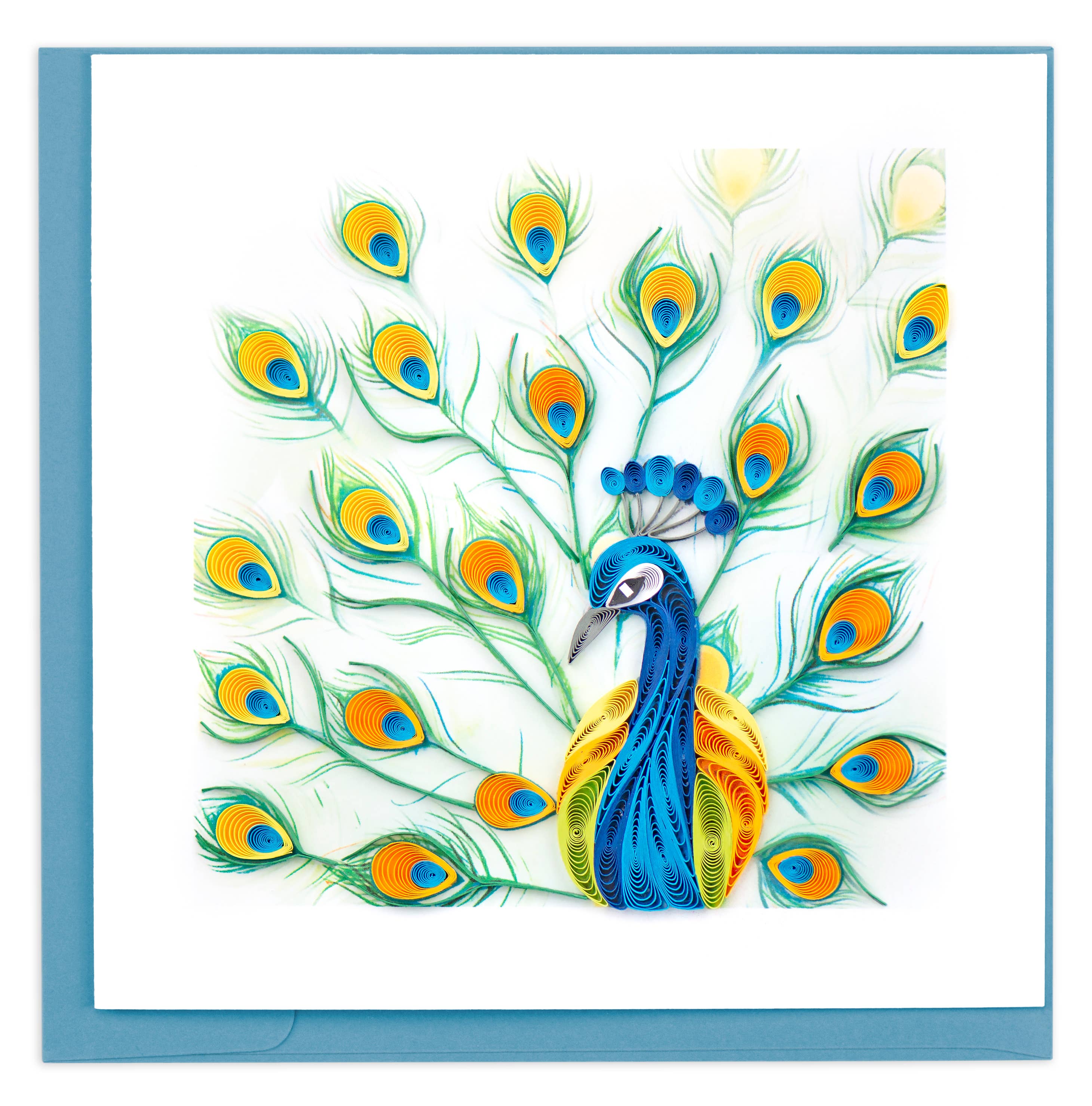 Quilled Greeting Card, "Peacock Feather Display"
