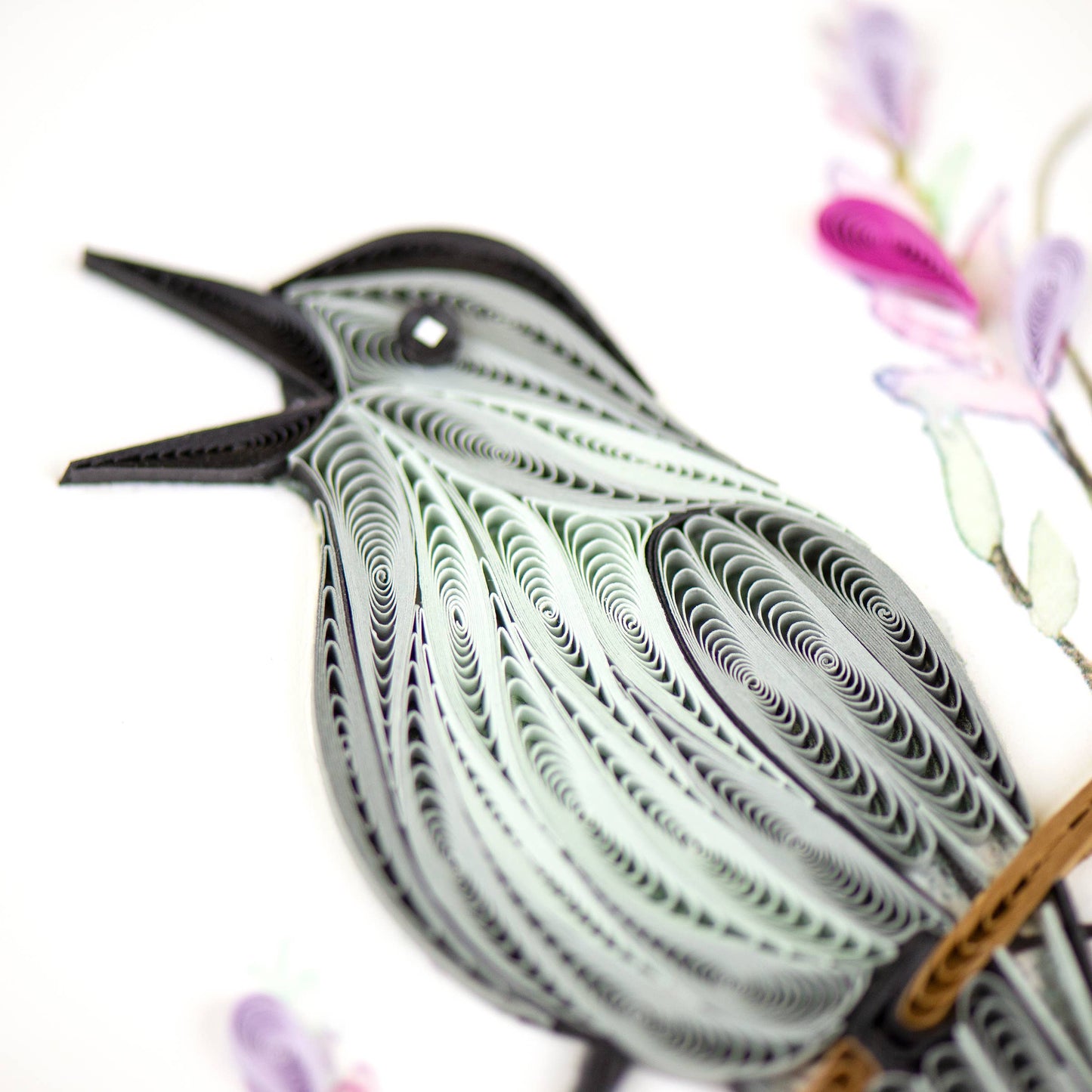 Quilled Greeting Card, "Gray Catbird"