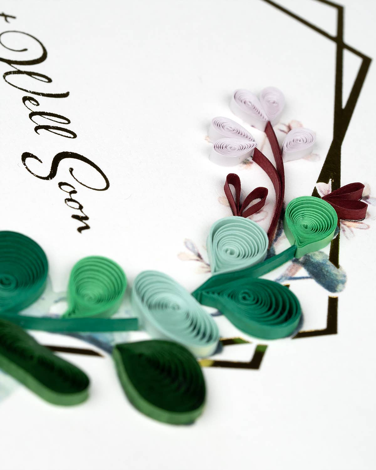 Quilled Greeting Card, "Get Well Eucalyptus"