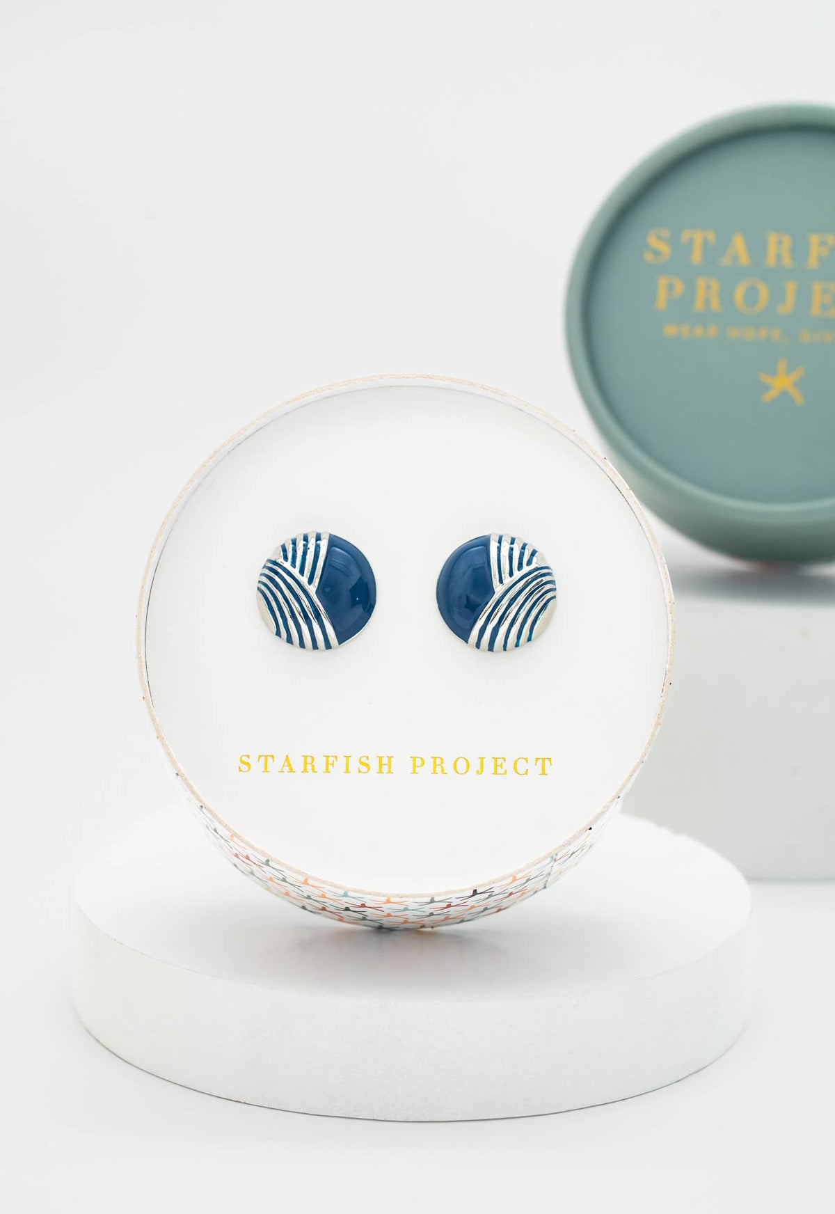 "Serenity Wave" Earrings in Silver & Cobalt Blue