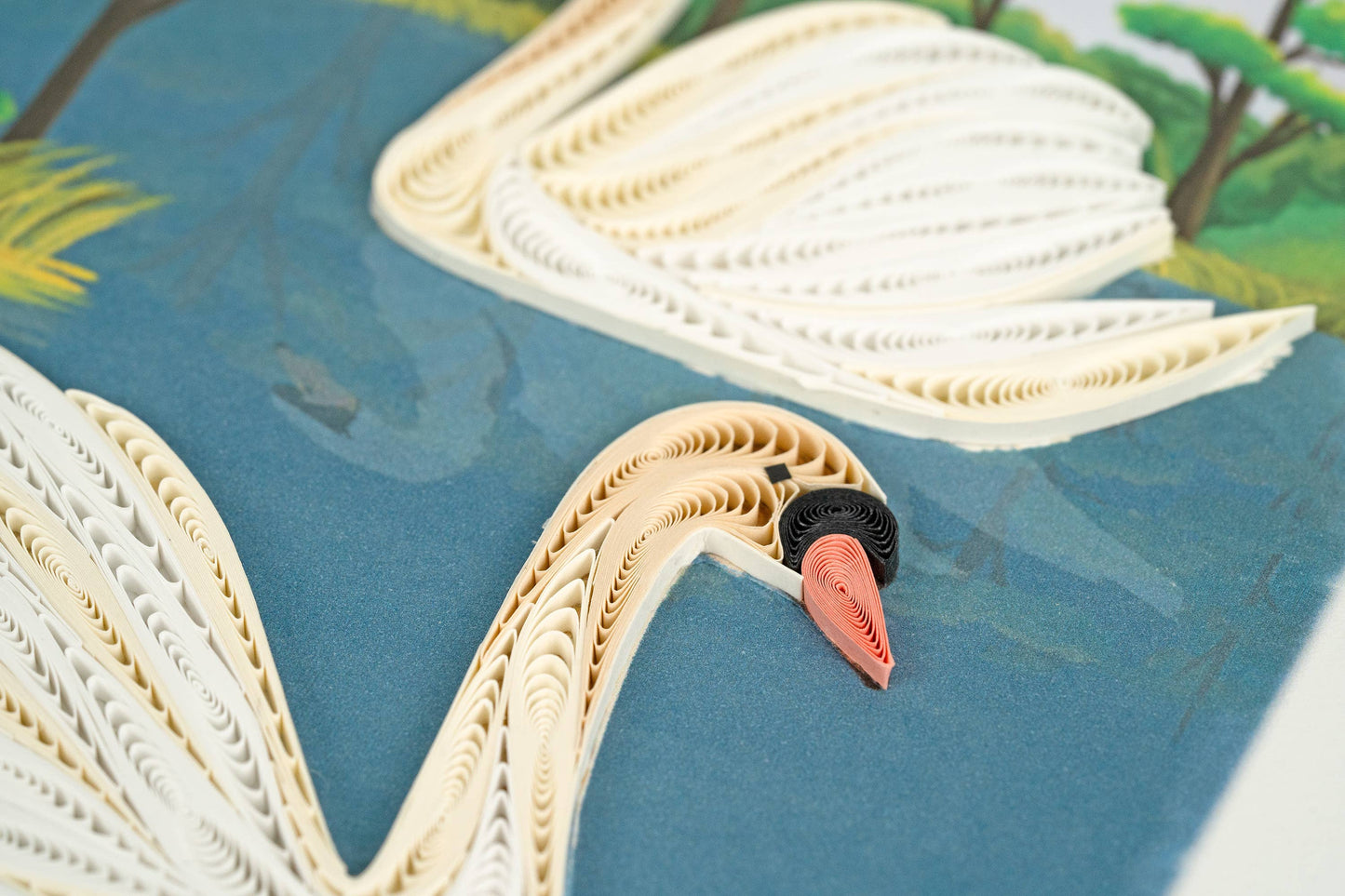 Quilled Greeting Card, "Two Swans"