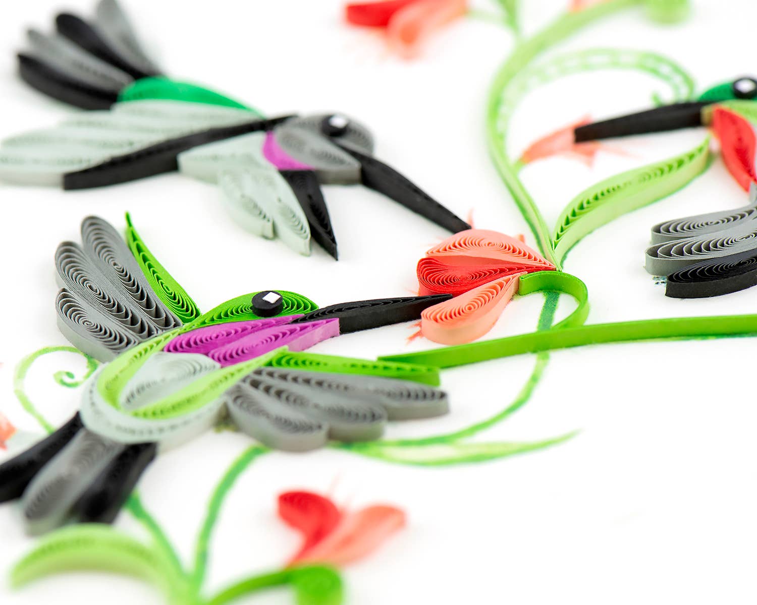 Quilled Greeting Card, "Hummingbird Trio"