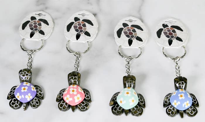 Marble Turtle Flower Keychain