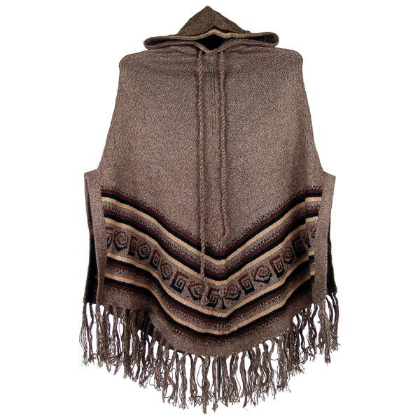 Mélange Hooded Poncho With Hood