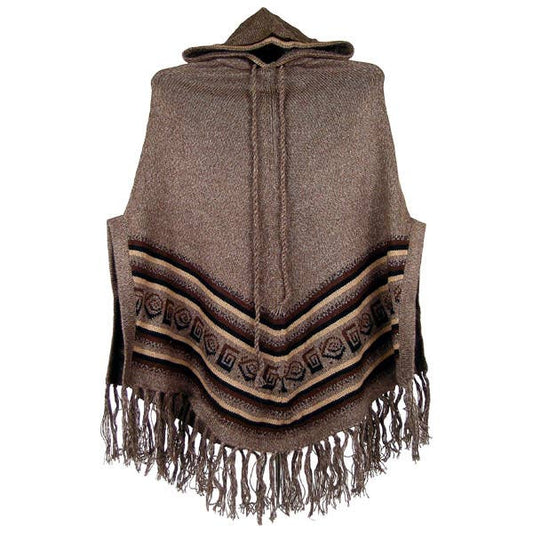 Mélange Hooded Poncho With Hood