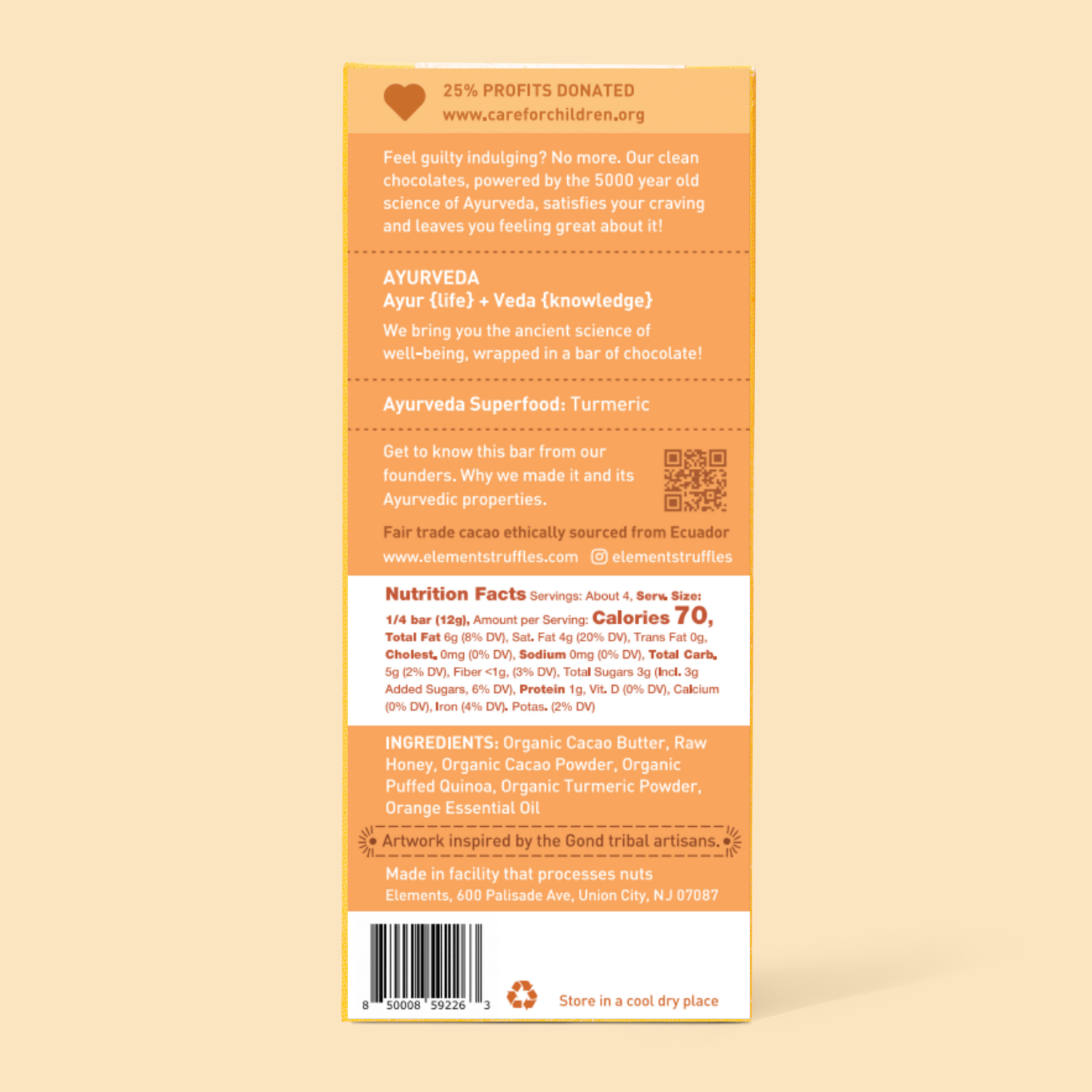 Orange Crunch 70% Dark Chocolate Bar