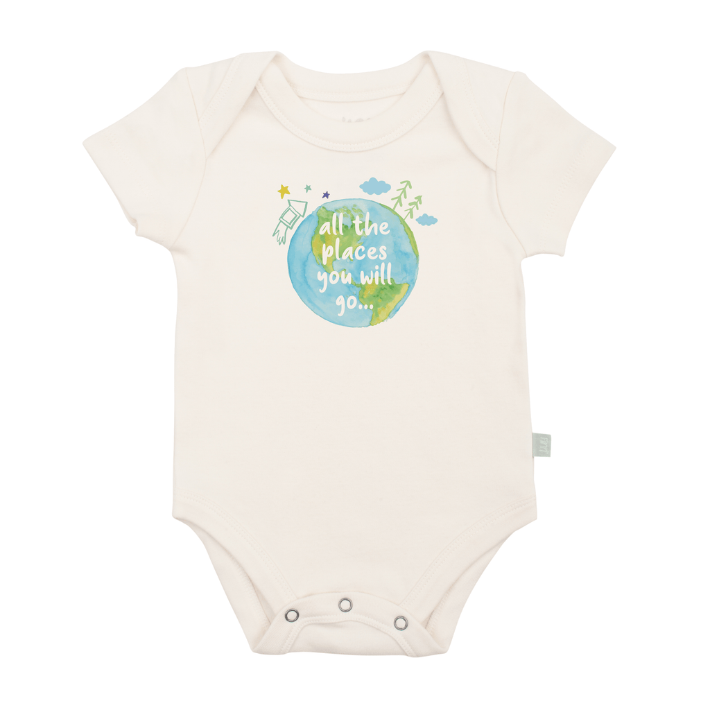 Organic Graphic Bodysuit, "All The Places You Will Go"