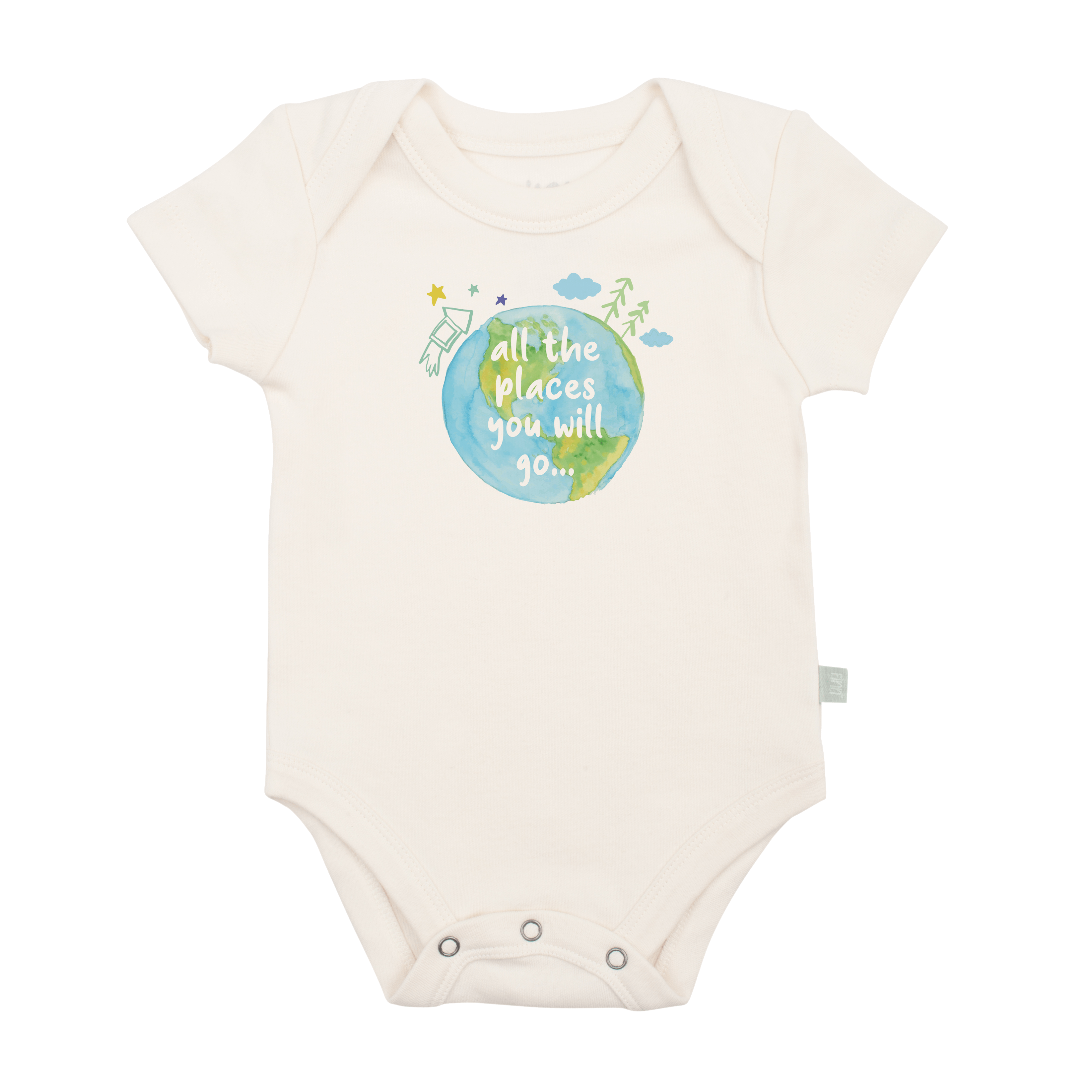 Organic Graphic Bodysuit, "All The Places You Will Go"