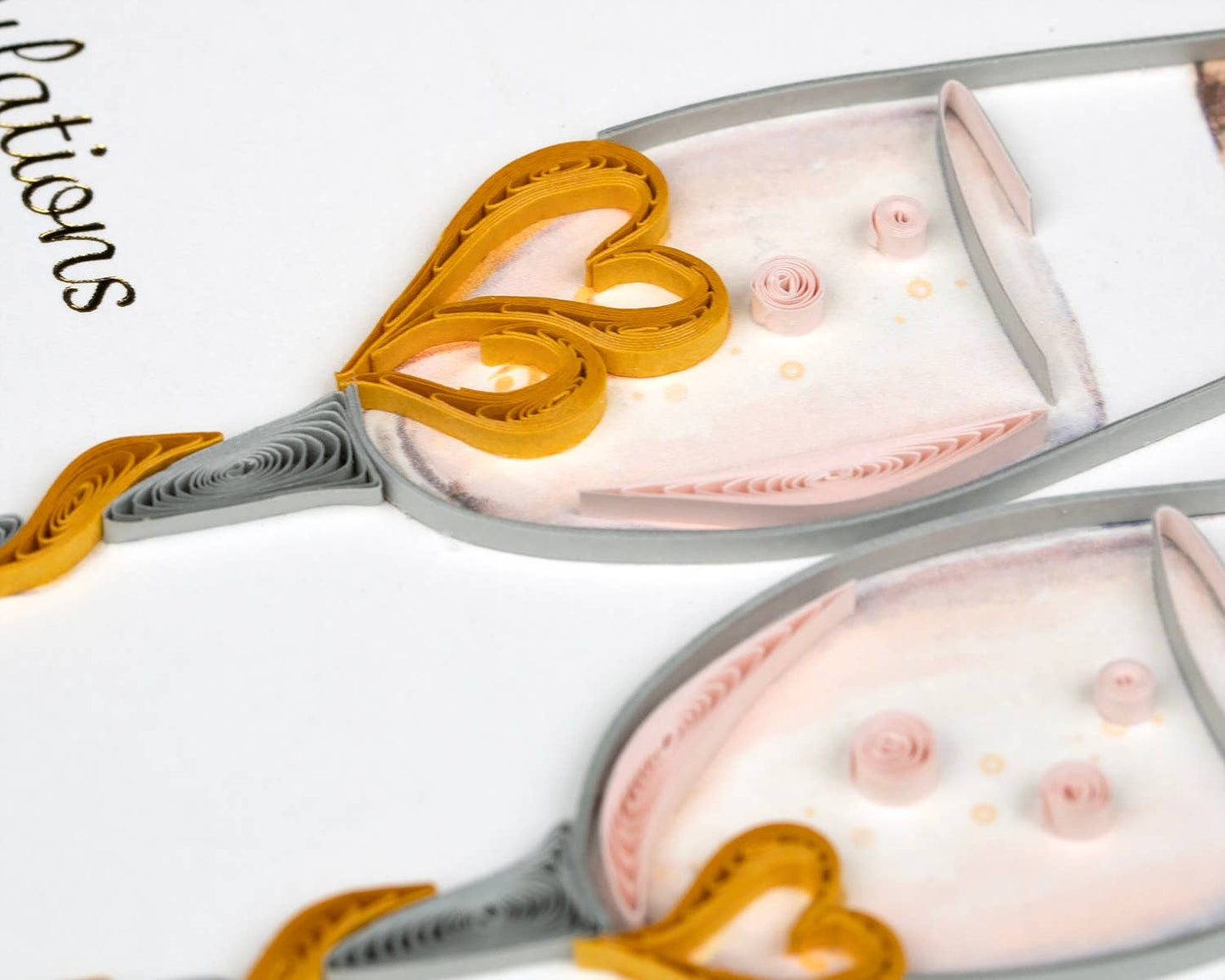 Quilled Greeting Card, "Wedding Toasting Flutes"