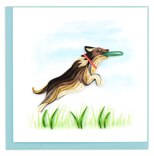 Quilled Greeting Card, "Frisbee Dog"