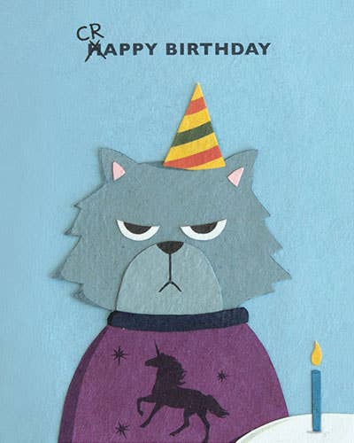 Recycled Paper Cards, "Grumpy Kitty Birthday"