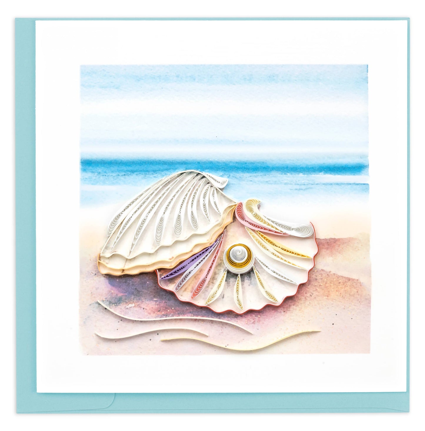 Quilled Greeting Card, "Seashell & Pearl"