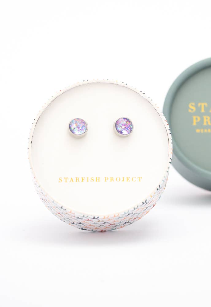 "Lora" Lavender & Silver Stud Earrings