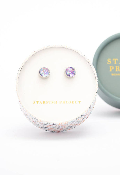 "Lora" Lavender & Silver Stud Earrings