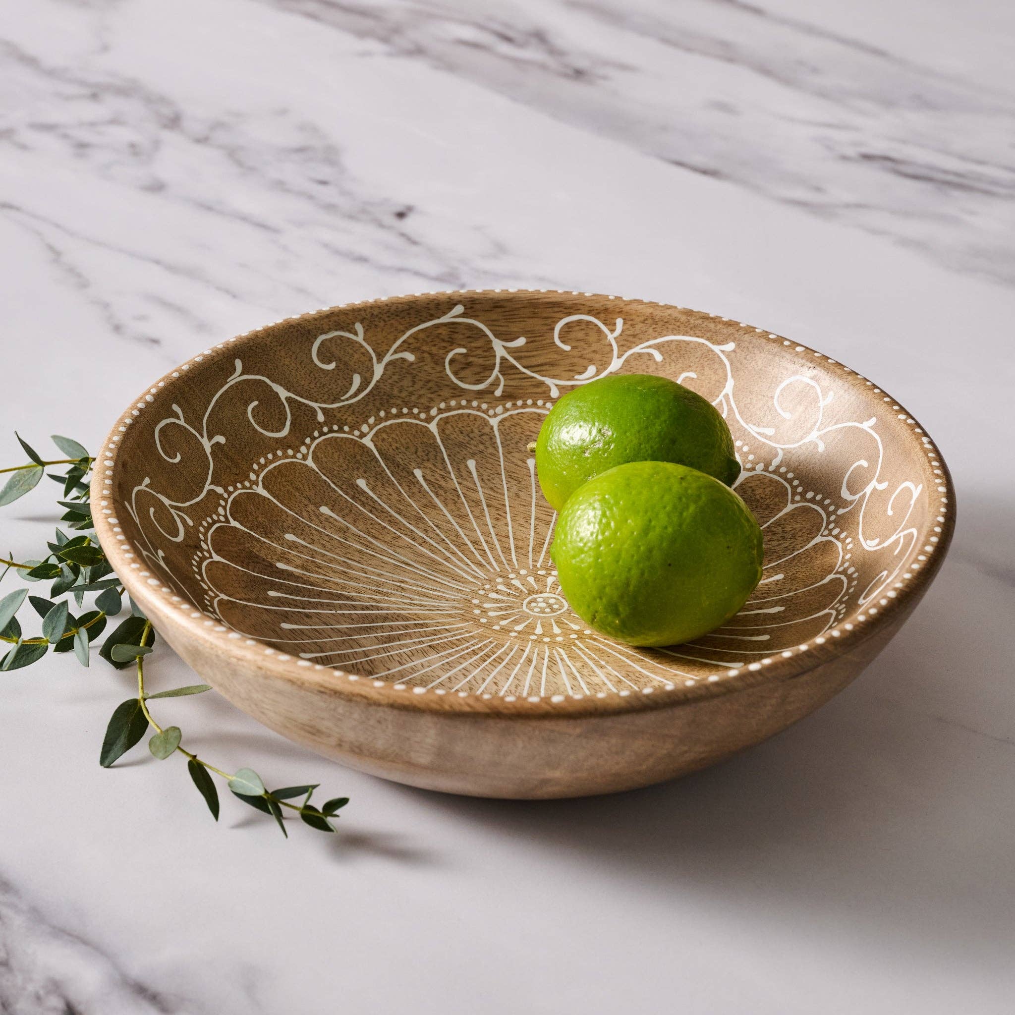 Aiza Handpainted Mango Wood Bowl