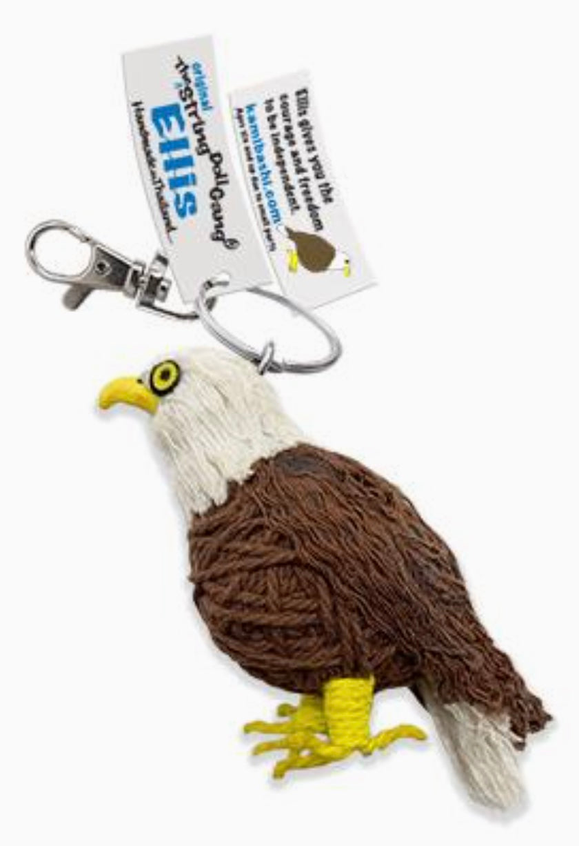 Keychain String Doll, "Ellis the Bald Eagle"