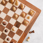 Chess folding case wood 12sq browns