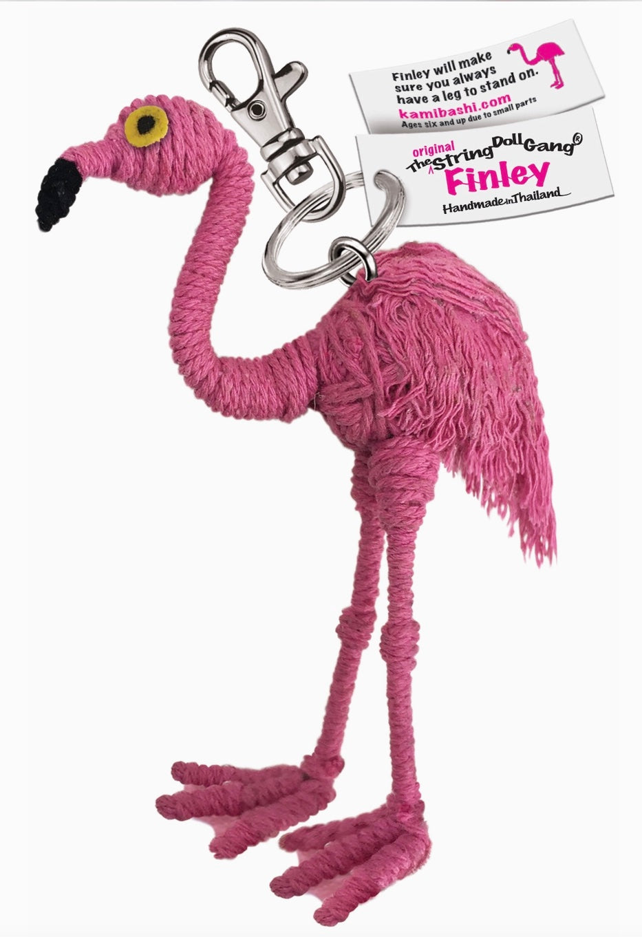Keychain String Doll, "Finley Flamingo"