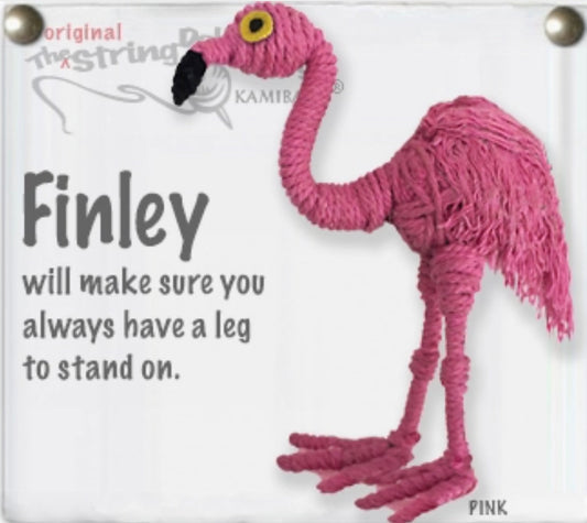 Keychain String Doll, "Finley Flamingo"