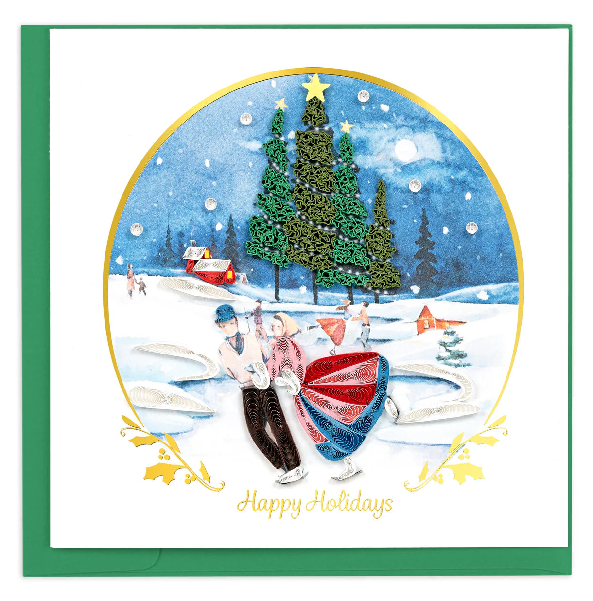 Quilled Greeting Card, “Ice Skating Scene”