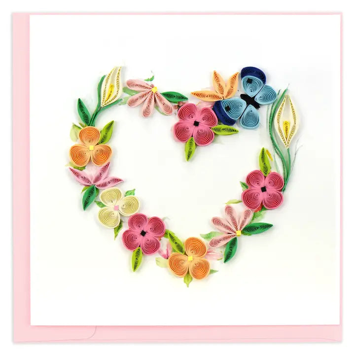 Quilled Greeting Card, “Floral Heart Wreath”