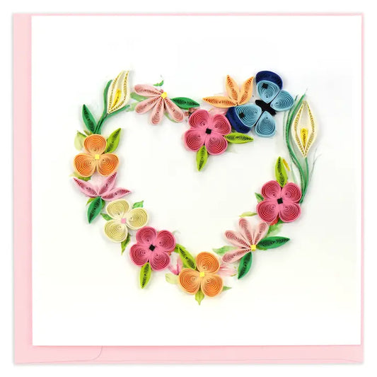 Quilled Greeting Card, “Floral Heart Wreath”