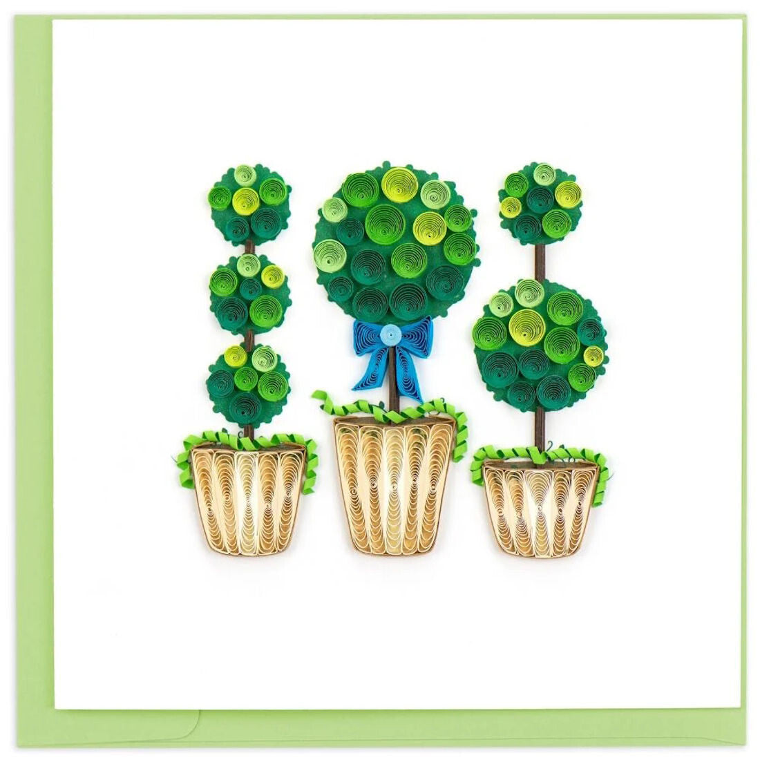 Quilled Greeting Card, “Potted Topiary Plants”