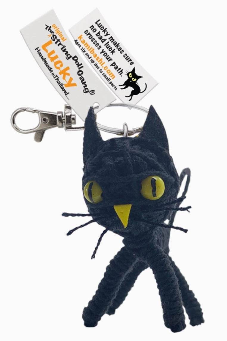 Keychain String Doll, "Lucky the Cat"