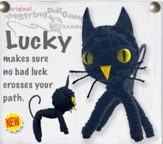 Keychain String Doll, "Lucky the Cat"