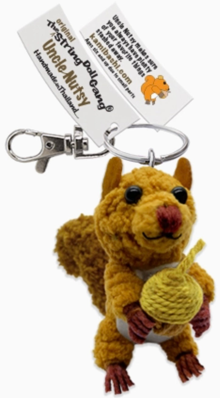Keychain String Doll, "Uncle Nutsy the Squirrel"