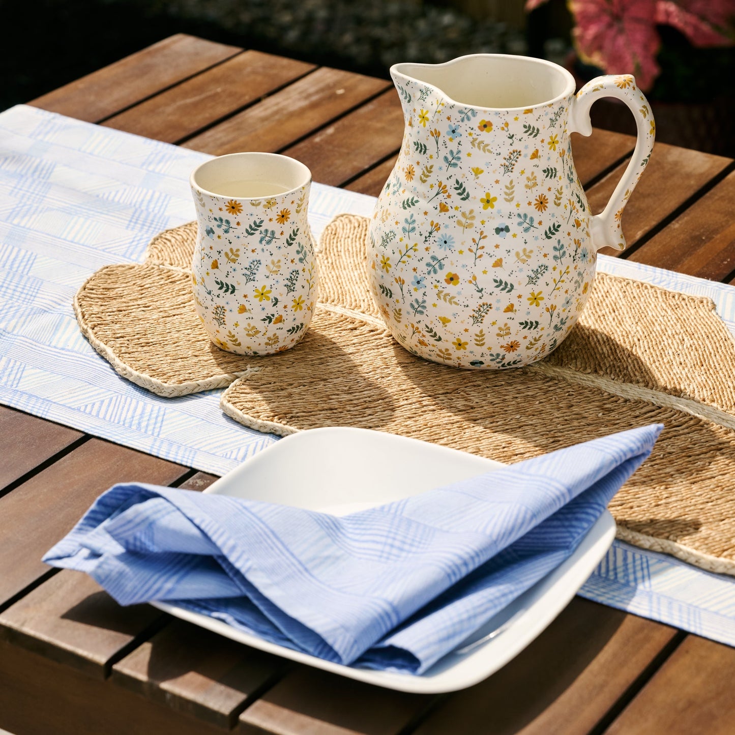 Napkin retro stripes M/4 cttn 20sq light/dark blue