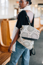 Backpack travel circle design canvas 14W blk/wht