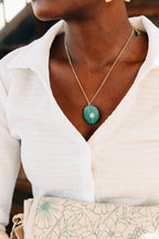 Necklace wishes dandelion etched tagua 17L sage