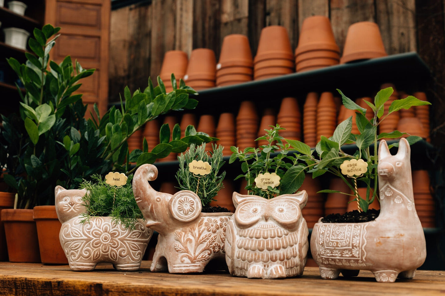 Plant markers S/2 meditation steel/br 6.5L brass